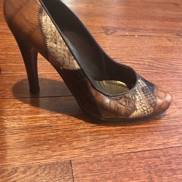 Stuart Weitzman heels brown patchwork - Picture 1 of 2